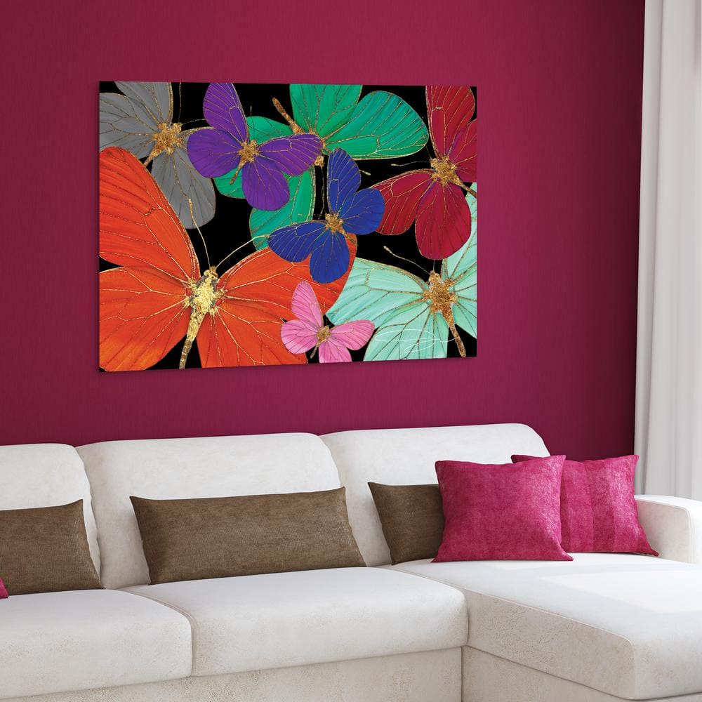 Colorful Butterfly World Tempered Glass Art Print, 32" x 48"