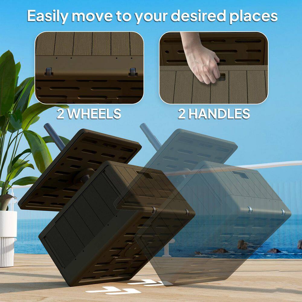 Brown Heavy Duty Plastic Patio Umbrella Base with Table Tray