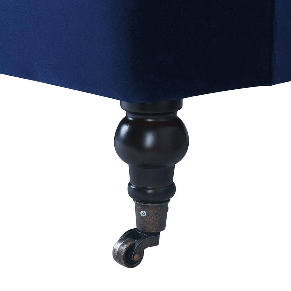 Alana Navy Blue Velvet Lawson Sofa with Removable Cushions