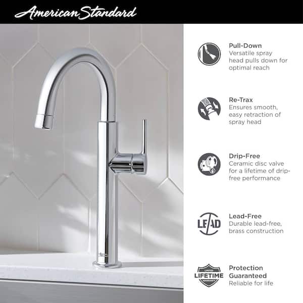 American Standard Studio S Stainless Steel 1-Handle Deck-Mount Bar and Prep Handle Kitchen Faucet American Standard Studio S Stainless Steel 1-Handle Deck-Mount Bar and Prep Handle Kitchen Faucet