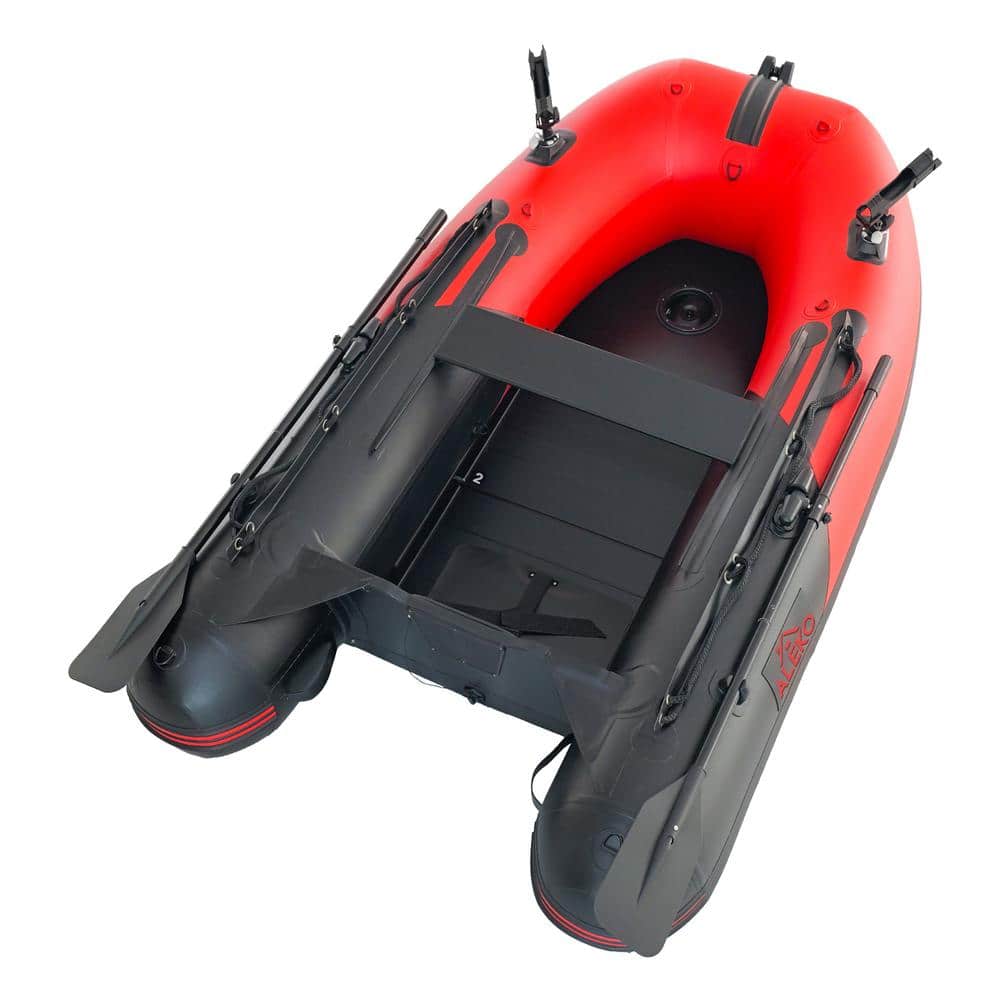 ALEKO Inflatable Fishing Boat - Aluminum Floor - Red and Black - 8 ft. to 5  in. BT85RBK-HD - The Home Depot, image size:1000x1000