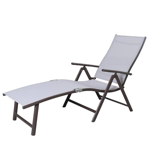 Outdoor Aluminum Adjustable Chaise Lounge - Light Gray - Crestlive Products: 8-Position Recliner, Rust & Weather-Resistant