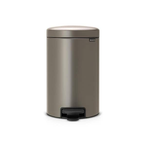 Brabantia NewIcon Step Can, 3.2 Gal. (12 l), Plastic Bucket - Platinum