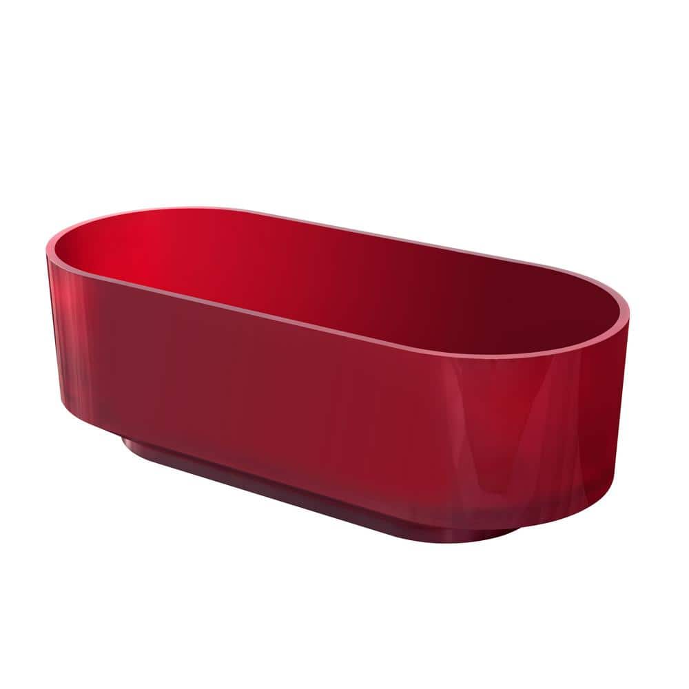 67 in. x 30 in. Soaking Bathtub with Center Drain in Red