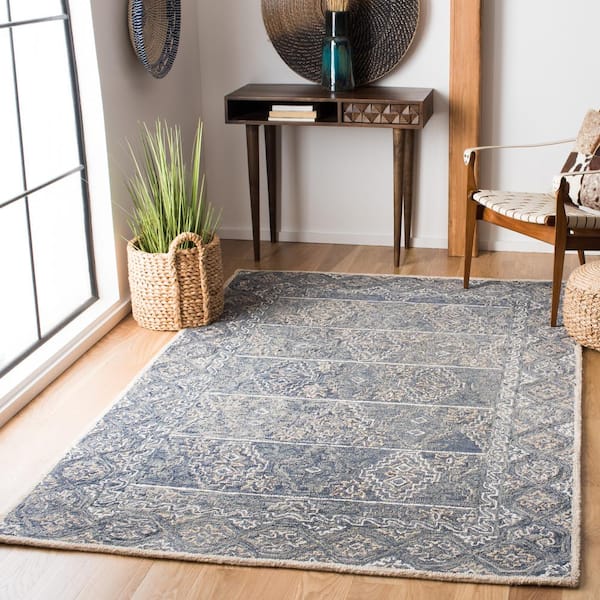 Aspen Blue/Beige 2 ft. x 3 ft. Parallel Diamond Area Rug