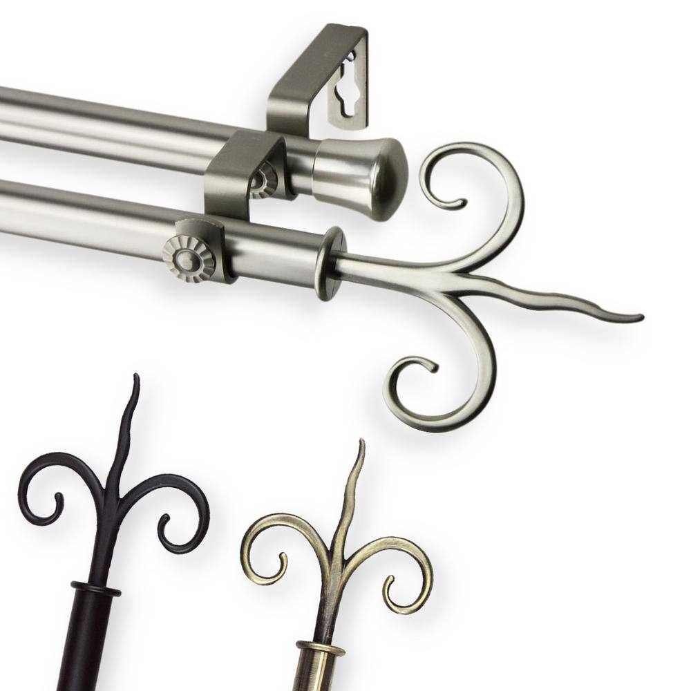 Lily 48 in. - 84 in. Double Curtain Rod Set in Satin Nickel price history on PriceWatchPro