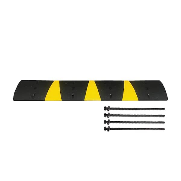 PLASTICADES 72 in. x 12 in. x 2.5 in. Speed Bump with Reflective Stripes and Cat Eyes, 6 ft. for Asphalt