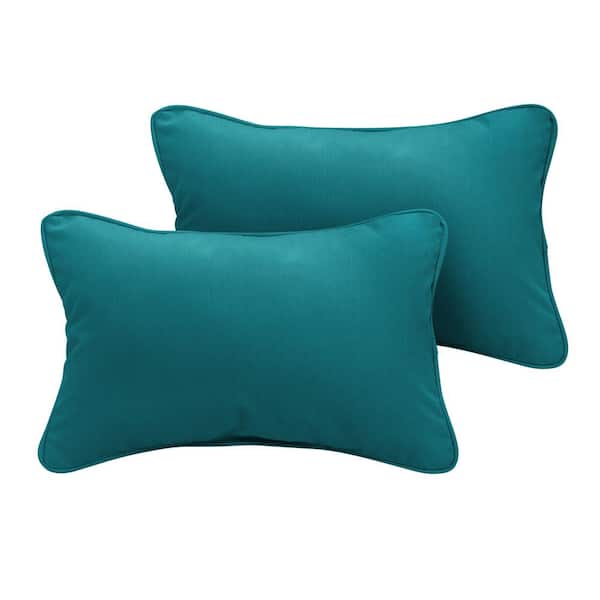 Sorra Home Sunbrella Pea Blue, Outdoor Small Rectangular Pillows