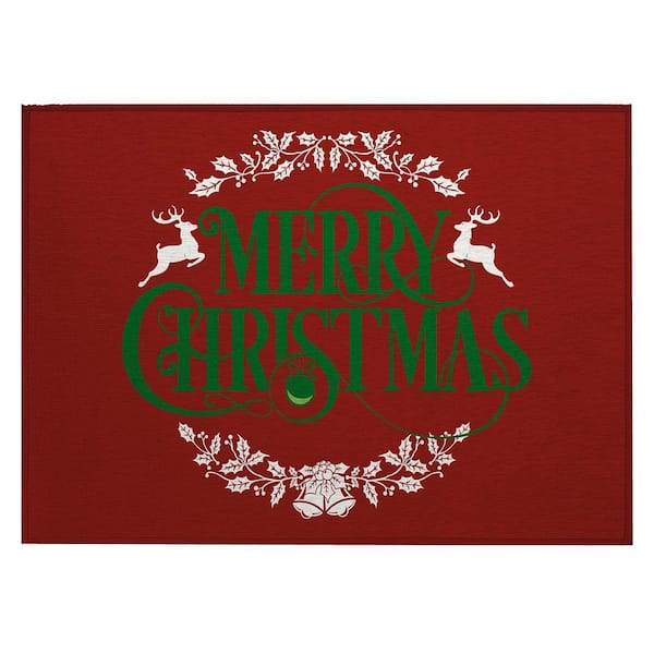 Cozy Winter Red 1 ft. 8 in. x 2 ft. 6 in. Indoor/Outdoor Washable Area Rug