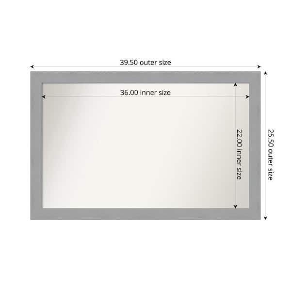 Amanti Art Brushed Nickel 39.5 in. x 25.5 in. Custom Non-Beveled Recycled Polystyrene Framed Bathroom Vanity Wall Mirror