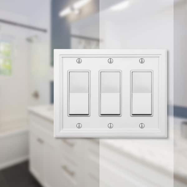 Elly 3 Gang Rocker Composite Wall Plate - White