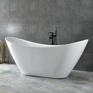 67 in. Acrylic Flatbottom Freestanding Bathtub in White