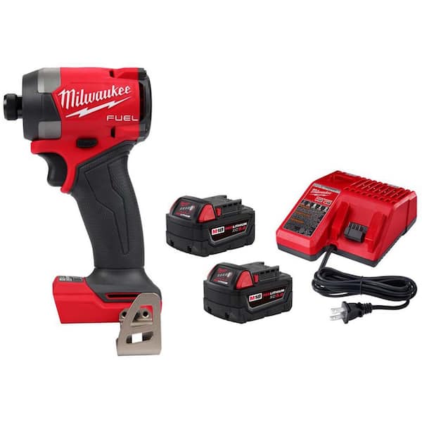 M18 FUEL 18V Lith-Ion Brushless Cordless 1/4 in. Hex Impact Driver w/ (2) Battery & Charger Kit