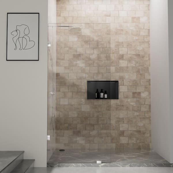 mortix 32 in. W x 78 in. H Fixed Panel Frameless Shower Door Screen in Chrome with 3/8 in. (10mm) Clear Glass