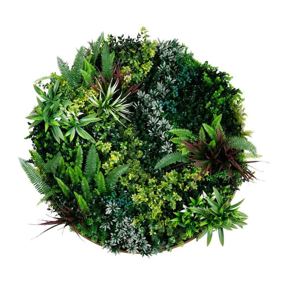 38 in. UV Resistant Virgin Islands Artificial Living Wall Art Hedge Panel in Gold Aluminum Frame (Indoor/Outdoor)