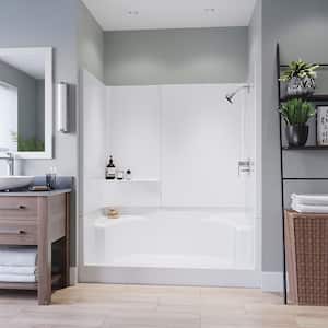Remodeline 60 in. x 34 in. x 72 in. 3-Piece Shower Stall with 2 Seats and Center Drain in White