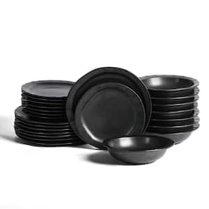 Oasis 24-Piece Black Stoneware Full Set (Service for 8)