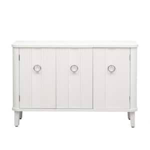 47.2 in. W x 15.7 in. D x 31.5 in. H White Linen Cabinet Solid Wood with Three fir Doors, Suitable for Living Room