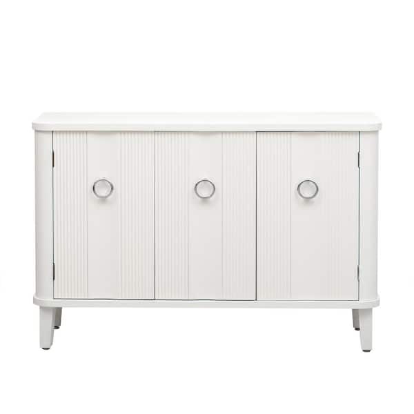 Unbranded 47.2 in. W x 15.7 in. D x 31.5 in. H White Linen Cabinet Solid Wood with Three fir Doors, Suitable for Living Room