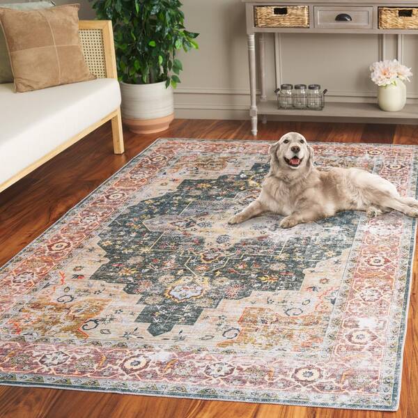 ara＊ SAFAVIEH Arizona Green/Light Brown 9 ft. x 12 ft. Border Ornate