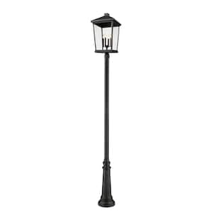 Beacon 125.5 in. 4-Light Black Aluminum Hardwired Outdoor Weather Resistant Post Light Set with No Bulb Included