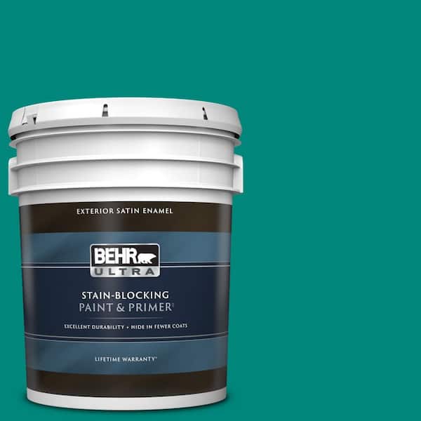 BEHR ULTRA 5 gal. #P450-7 Mystic Turquoise Satin Enamel Exterior Paint & Primer