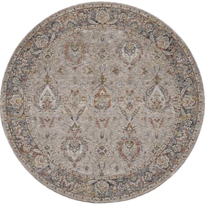 Ivy Ivory 8 ft. Round Eclectic Boho Area Rug