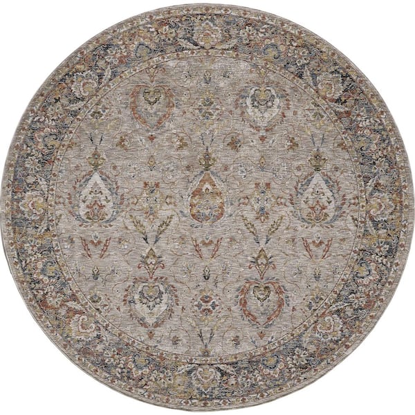 MILLERTON HOME Ivy Ivory 8 ft. Round Eclectic Boho Area Rug