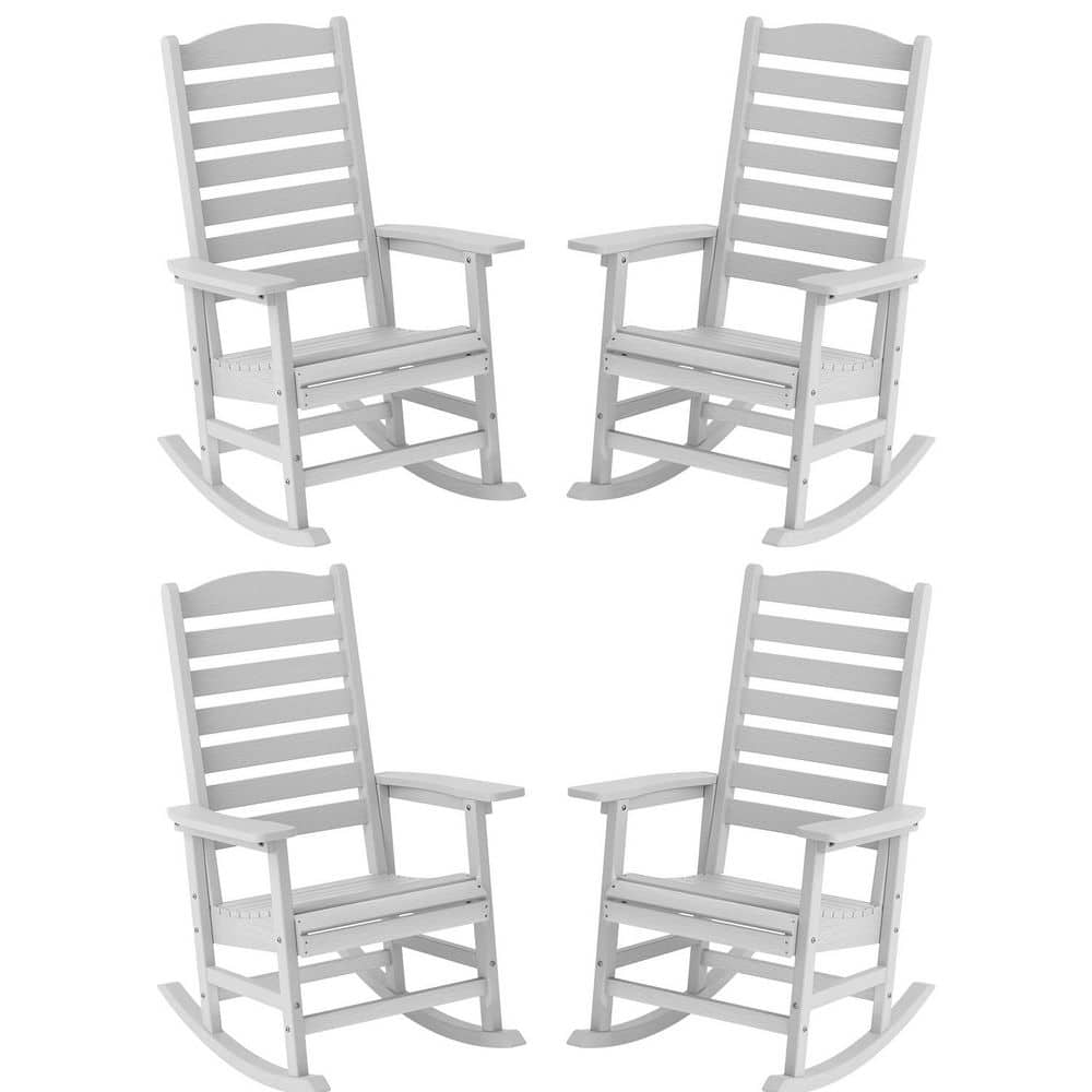 White All Weather Resistant HIPS Plastic Patio Outdoor Rocking Chair for Lawn, Porch, Indoor and Garden (Set of 4) price history on PriceWatchPro