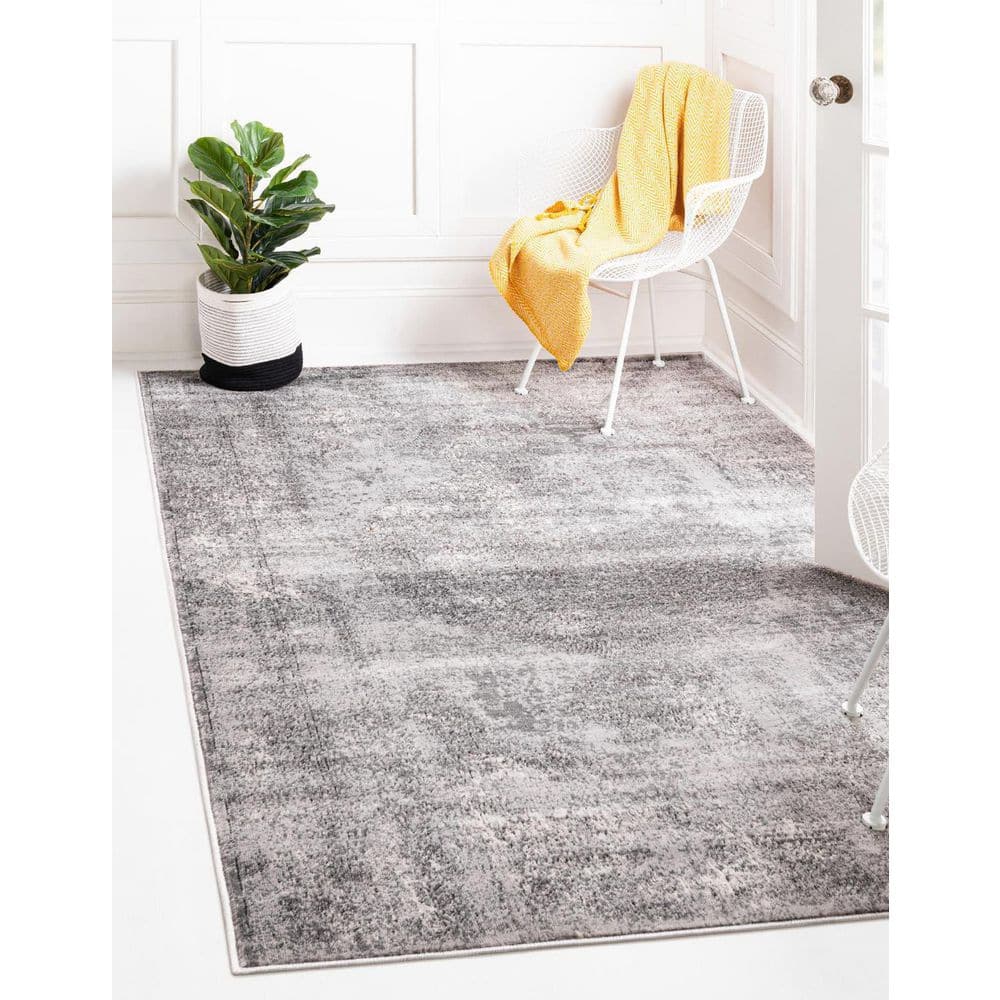 Portland Collection Geometric Light Gray Area Rug 8' x 11'