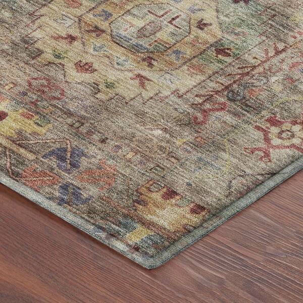 Mayfield Premium Machine Washable Abstract AMF2227 Beige 2 ft. x 7 ft. Runner Rug