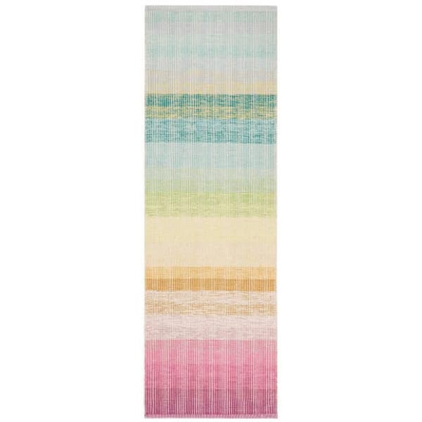 3 ft. x 8 ft. Multi Watercolor Horizon Handwoven Cotton Indoor Runner Rug