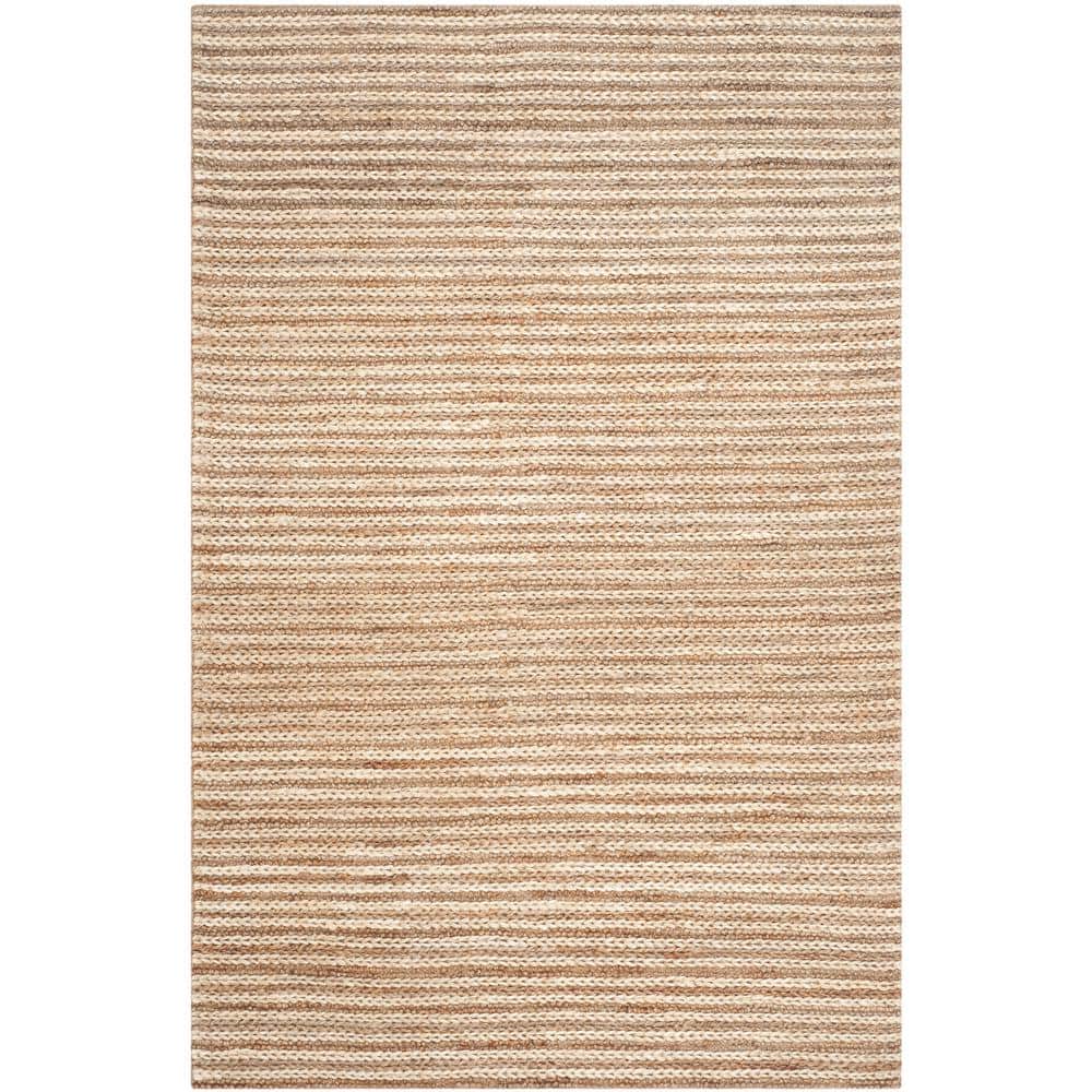 Handmade Natural Fiber Red Stripe Non-slip Area Rug 5' x 8'