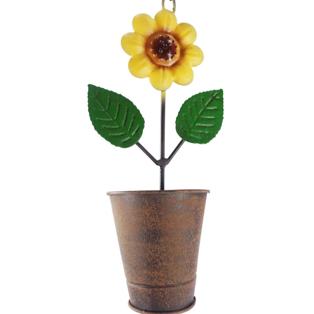 Metal Hanging Sunflower Pot Chain Rain Catcher, 76 Inches