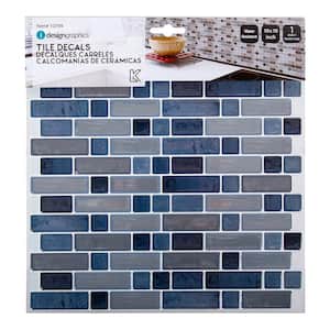6-Pieces 10 in. x 10 in. Blue Truu Design Self-Adhesive Peel and Stick Accent Wall Tiles
