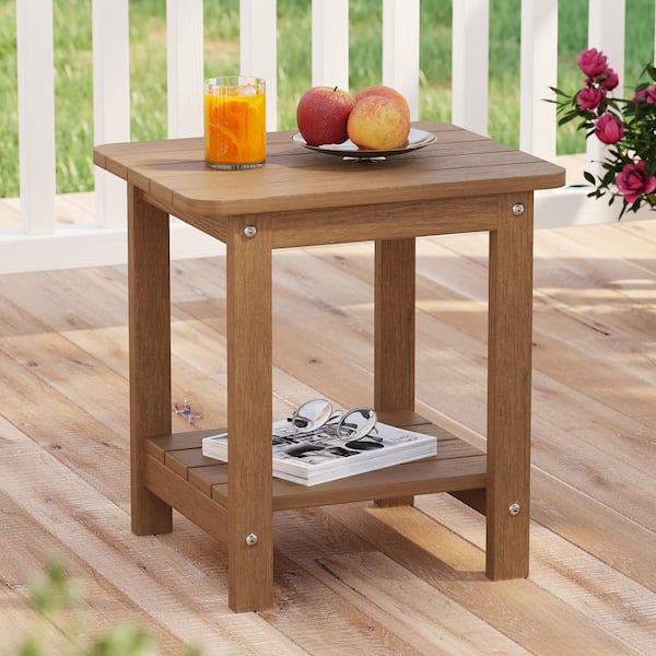 Sonkuki 16.7 in. H Teak Plastic Rectangular HDPE Plastic Outdoor 2