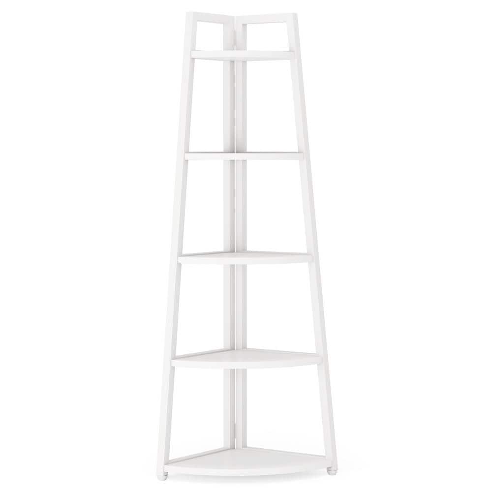 FC Design 70.75 in. White 5-Tier Corner Bookcase Display Storage Rack  Wooden Shelving Unit for Living Room Home Office 99JET100-2180 - The Home  Depot
