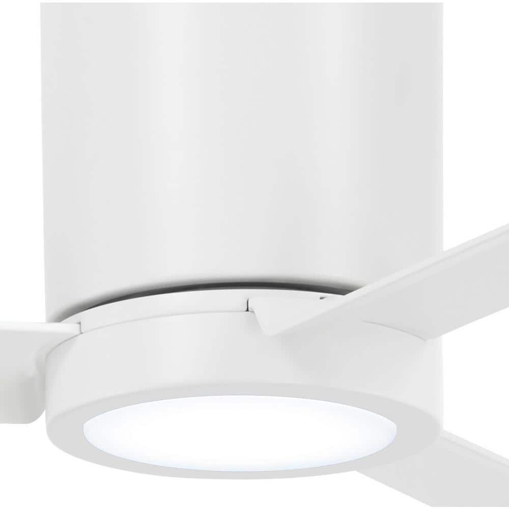 52" Flat White LED Hugger Ceiling Fan with Remote