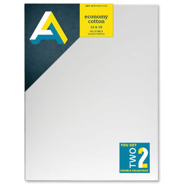 Art Alternatives 12 in. x 16 in. Economy Cotton Stretched Canvas (2-Piece)