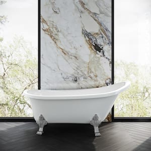 Cache 67 in. Acrylic Clawfoot Bathtub in Chrome