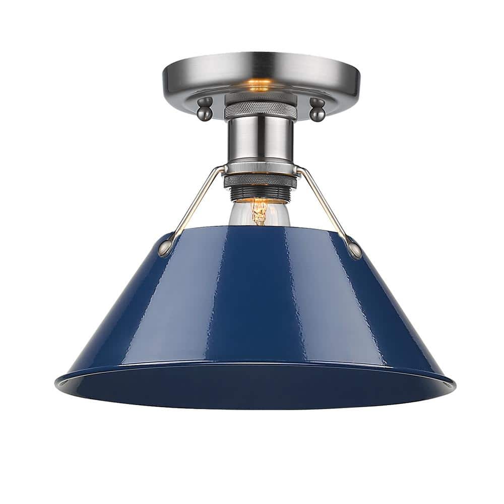 Mini Navy Blue and Pewter Indoor Flush Mount Light