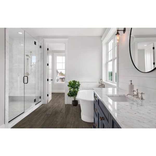 Sure+ Drift Gray Hickory Hickory 1/4 in. T x 6.5 in. W Click Lock Wire Brushed Engineered Hardwood Flooring (21.7 sq.ft./case)