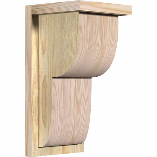 Ekena Millwork 8 in. x 8 in. x 16 in. Douglas Fir Crestline Rough Sawn Corbel with Backplate