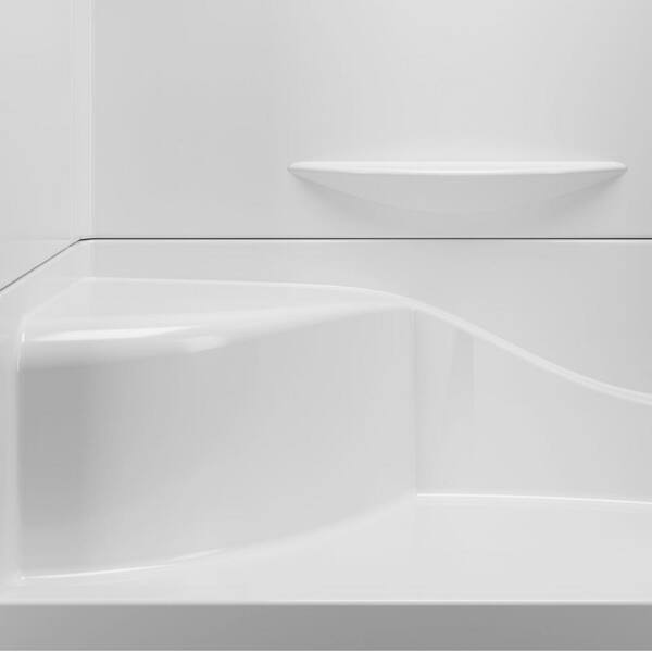 Aquatic - Coronado Acrylx 60 in. x 30 in. Single Threshold Left Drain Shower Kit in White with Bench with Door in Brushed Nickel
