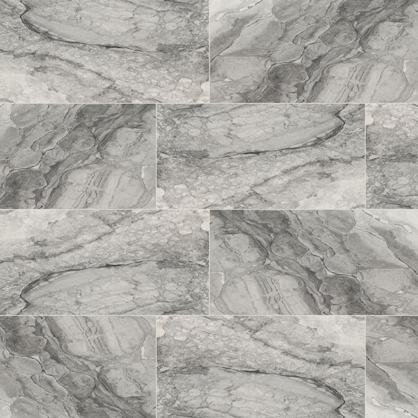 Leonardo Onda Gray 24 in. x 48 in. Polished Porcelain Stone Look Floor and Wall Tile (512 sq. ft./Pallet)