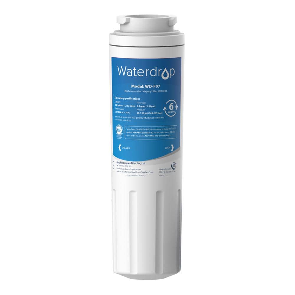 Waterdrop WD-UKF8001 Refrigerator Water Filter, Replacement for Whirlpool  EDR4RXD1, EveryDrop Filter 4, UKF8001AXX-200 (1-Pack) B-WD-F07-1 - The Home  Depot