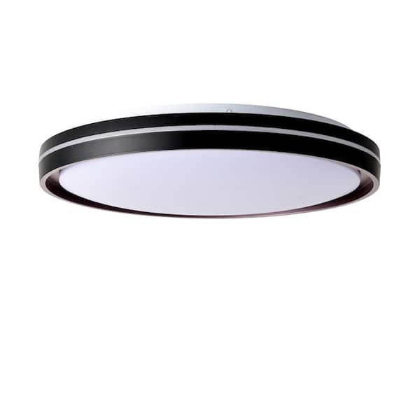 GMGSROM 15.75 in. 1-Light Black and White Selectable LED 24-Watt 5 CCT Flush Mount Ceiling Light