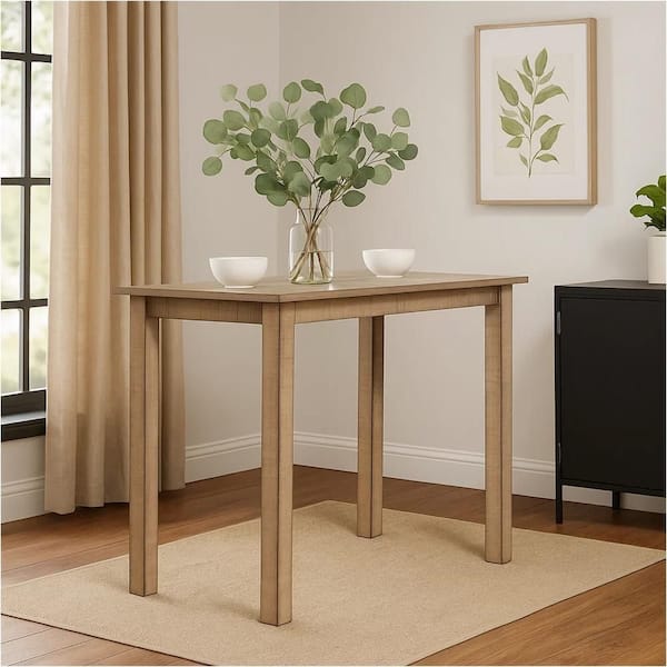 Benjara Rena 48 in. Beige Brown Mahogany Wood Rectangular Counter Bar ...