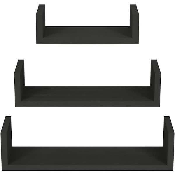 Unbranded 16.7 in. W x 3.9 in. D Black Floating Shelves for wall Decor (Set of 3) Decorative wall Shelf