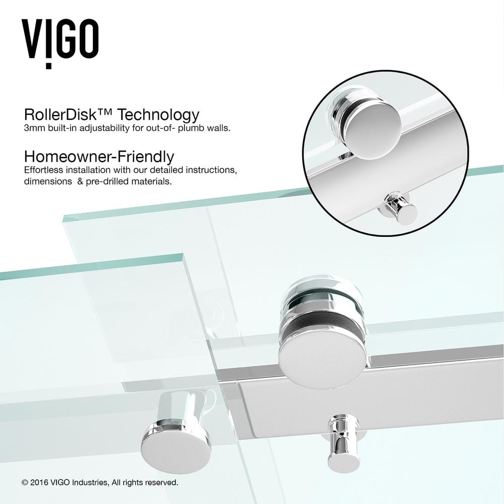 Luca 60" Frameless Sliding Shower Door with Clear Tempered Glass